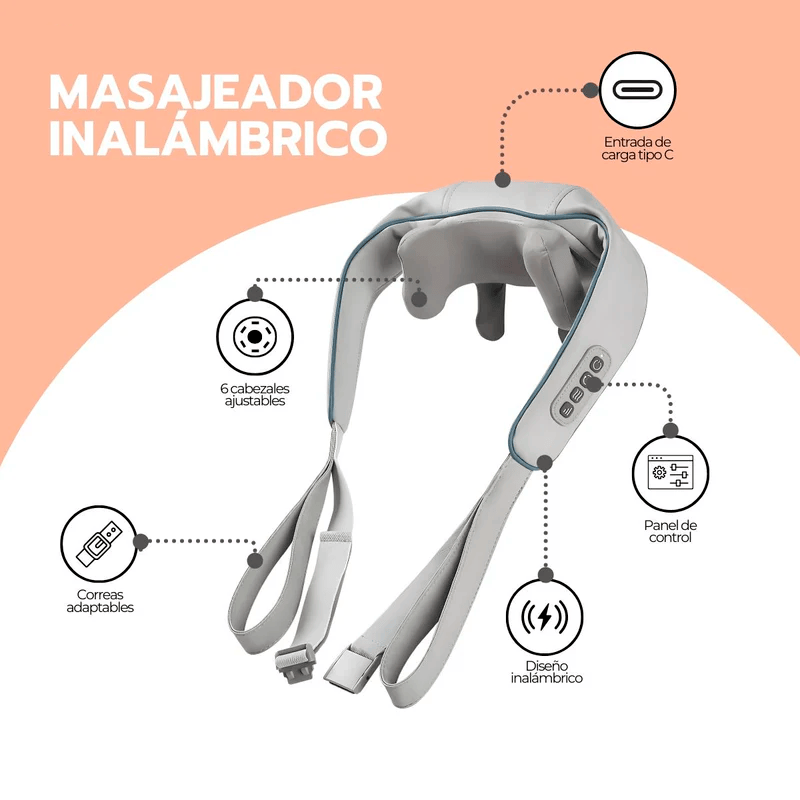 Masajeador Eléctrico Cervical y de Espalda – Recargable y Portátil